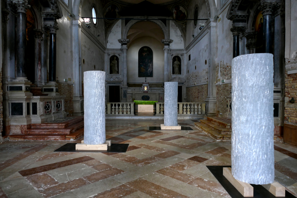 Rony Plesl's glass installation Trees Grow From the Sky at the Chiesa di Santa Maria della Visitazione.