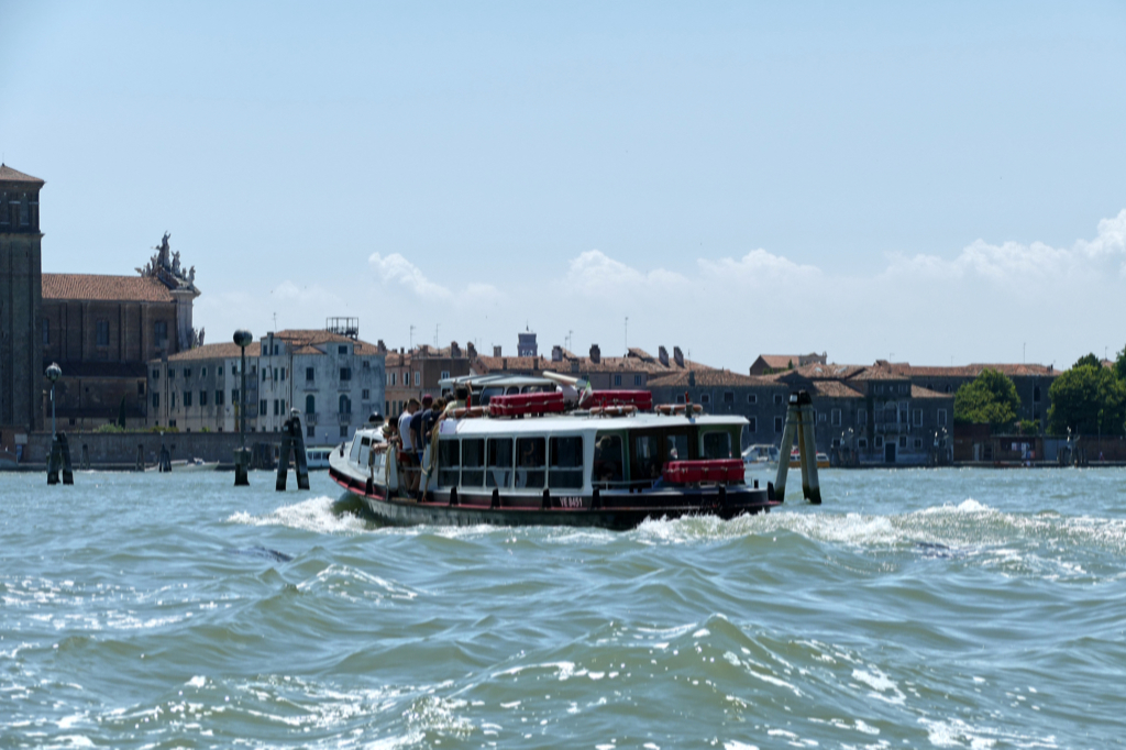 Vaporetto from Venice to Torcello to visit a church and a bridge.