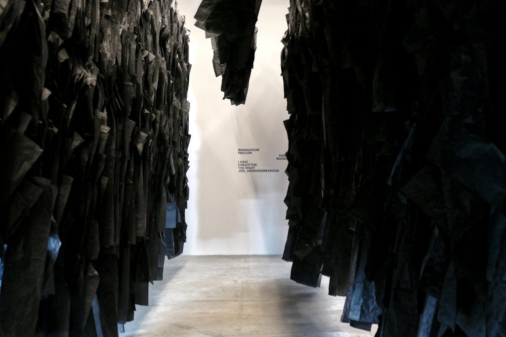  Joël Andrianomearisoa's installation made entirely of black tissue paper and called I have forgotten the night is the first work from Madagascar being exhibited at the biennale di arte Venice 2019