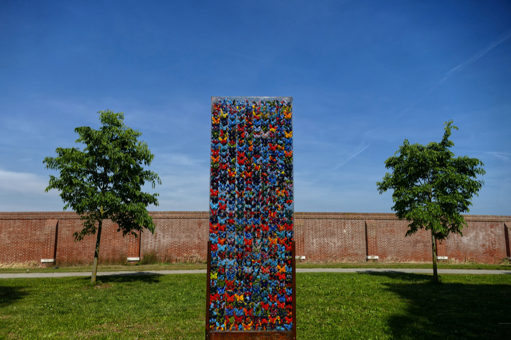 Sculpture composed of Butterflies on San Servolo between Venice and the Lido di Venezia