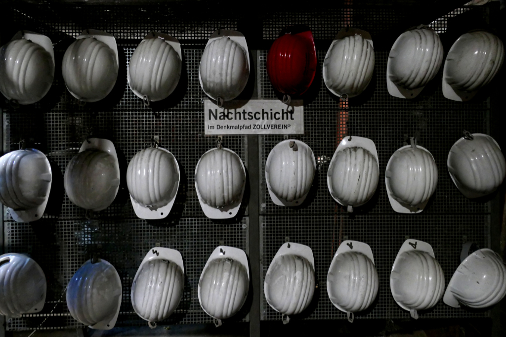 Helmets at the coal mine Zeche Zollverein in Essen