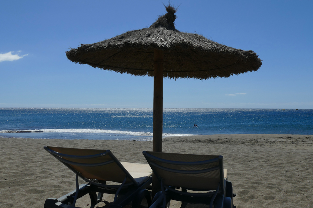 Sunbeds on Playa de Tejita