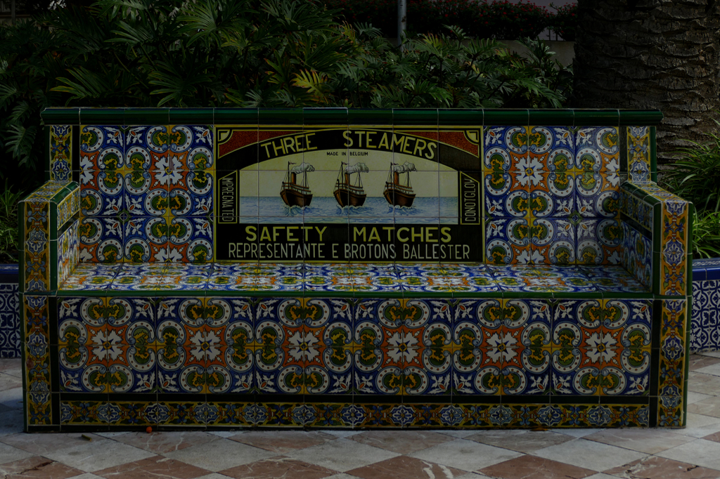 Bench covered by tiles at the Plaza Veinticinco de Julio in Santa Cruz de Tenerife