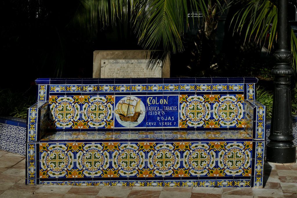 Bench covered by tiles at the Plaza Veinticinco de Julio in Santa Cruz de Tenerife