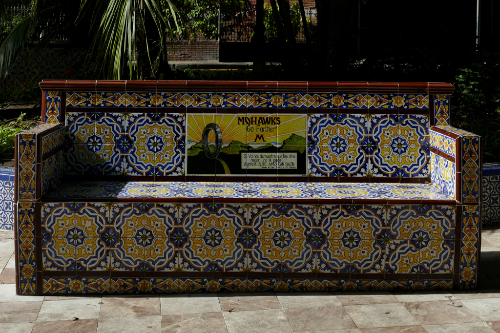 Bench covered by tiles at the Plaza Veinticinco de Julio in Santa Cruz de Tenerife