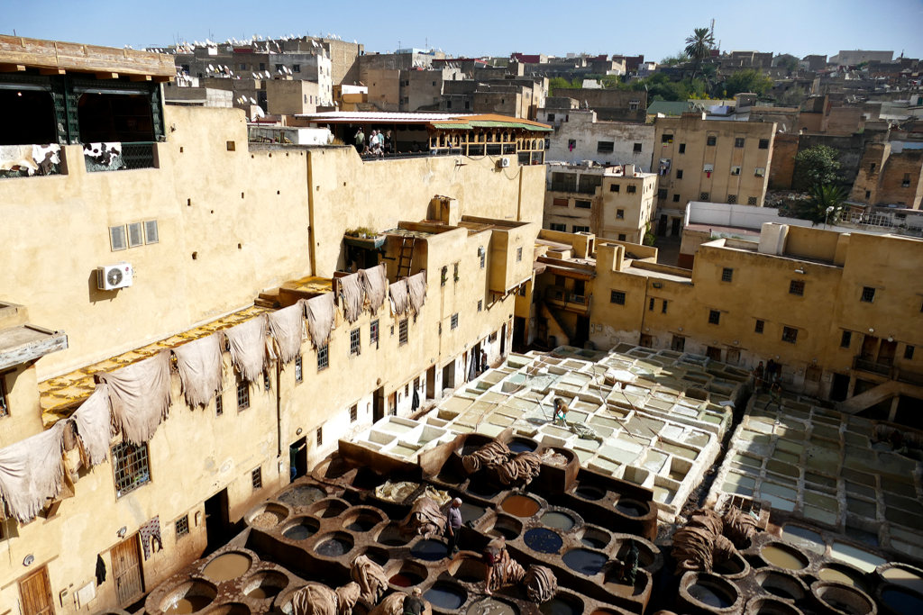 View of the famous Chouara Tanneries in Fez.