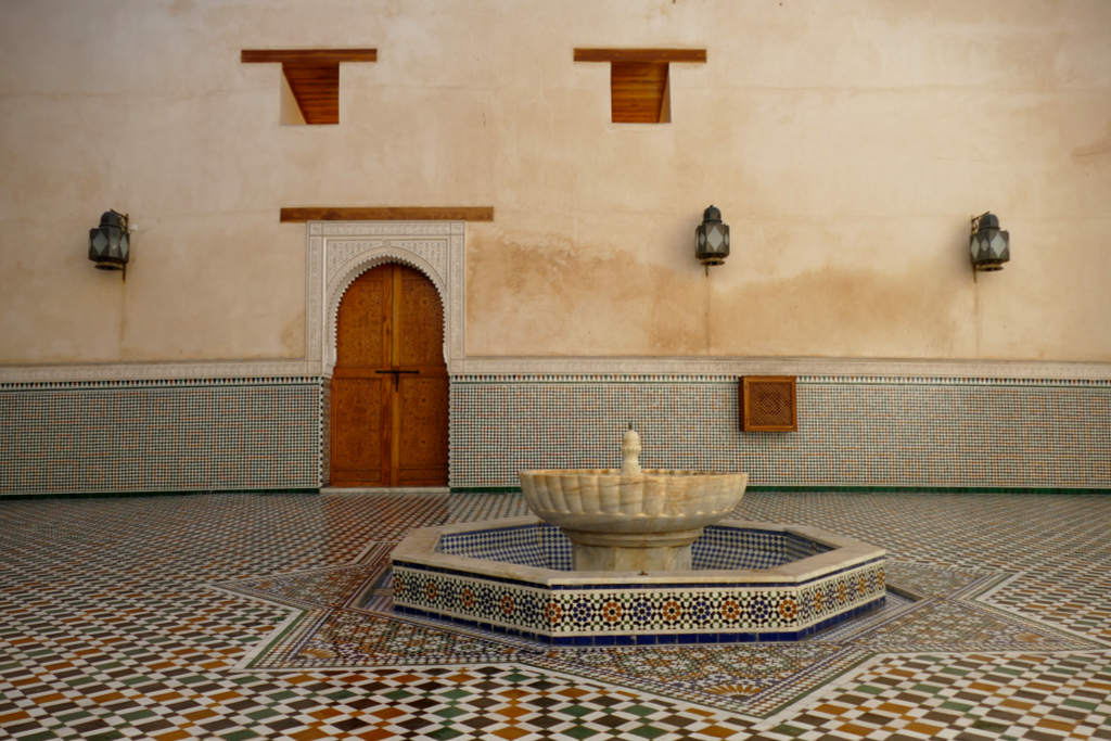 One of the courts at the Mausoleum Moulay Ismaïl in Meknes, the Versailles of Morocco.