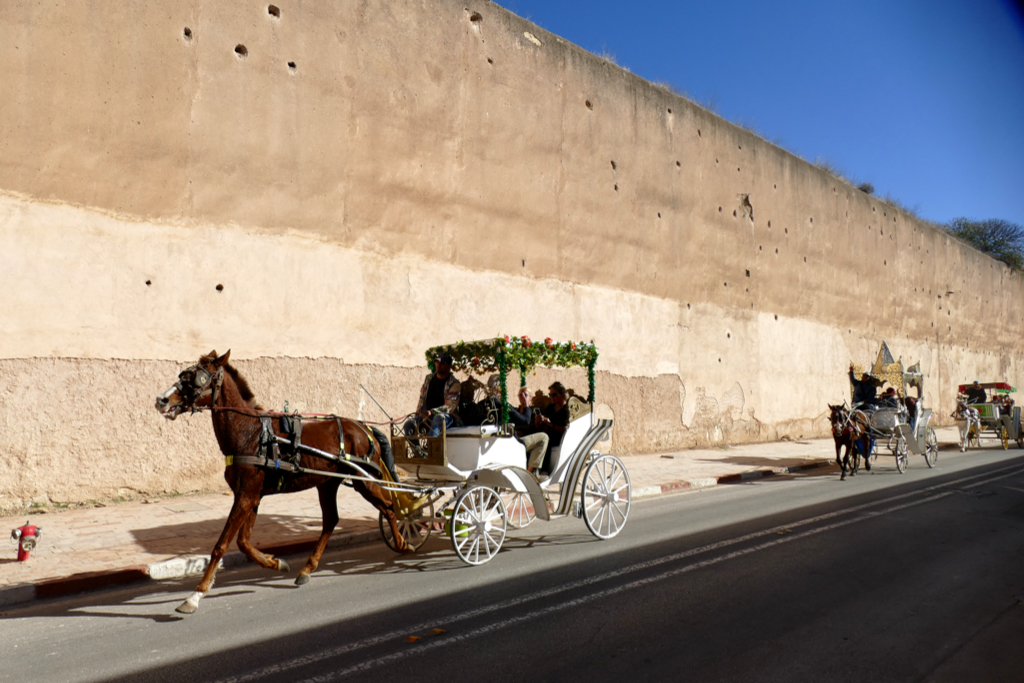 Horse carriages in Meknes, the Versailles of Morocco.