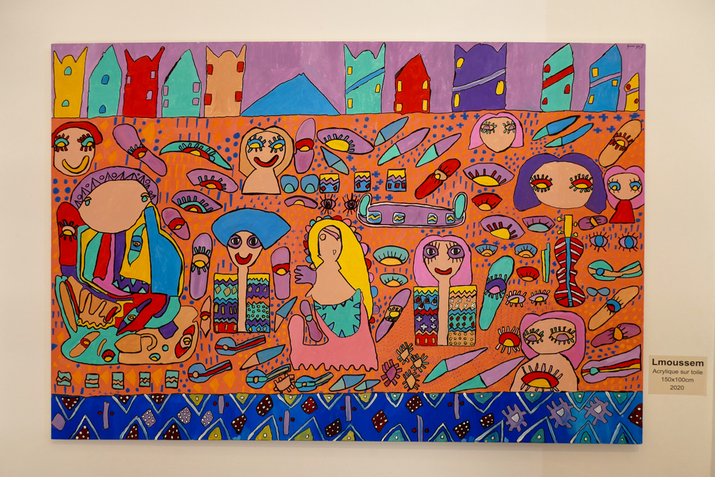 A fun painting by the up-and-coming artist Nassim Gryech who is suffering from the Down syndrome.