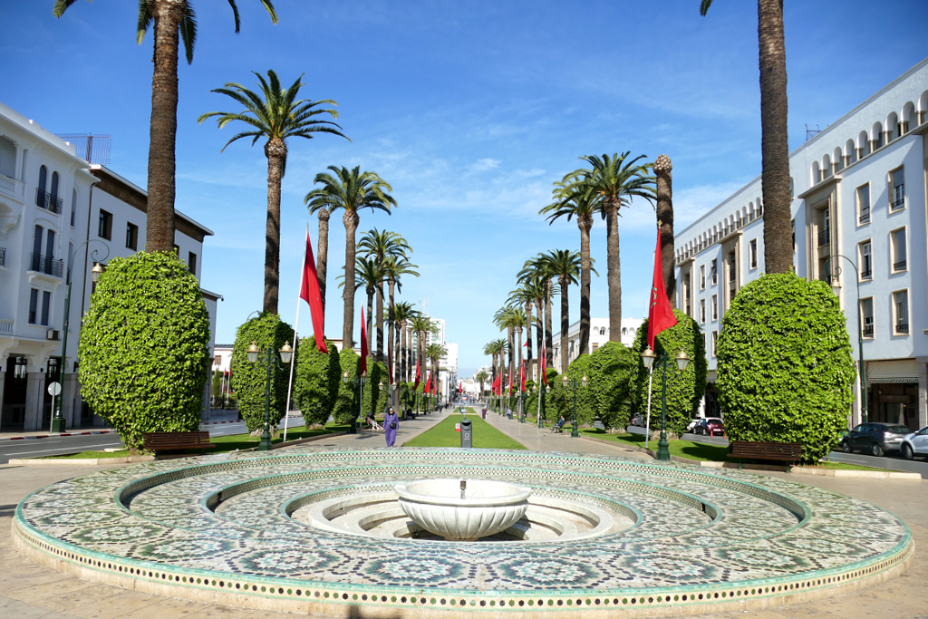 Avenue Mohammed V in the center of Morocco.