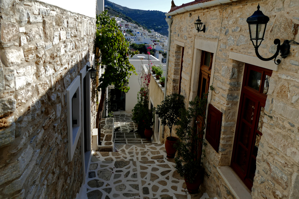 The mountainous village of Filoti on the island of Naxos.