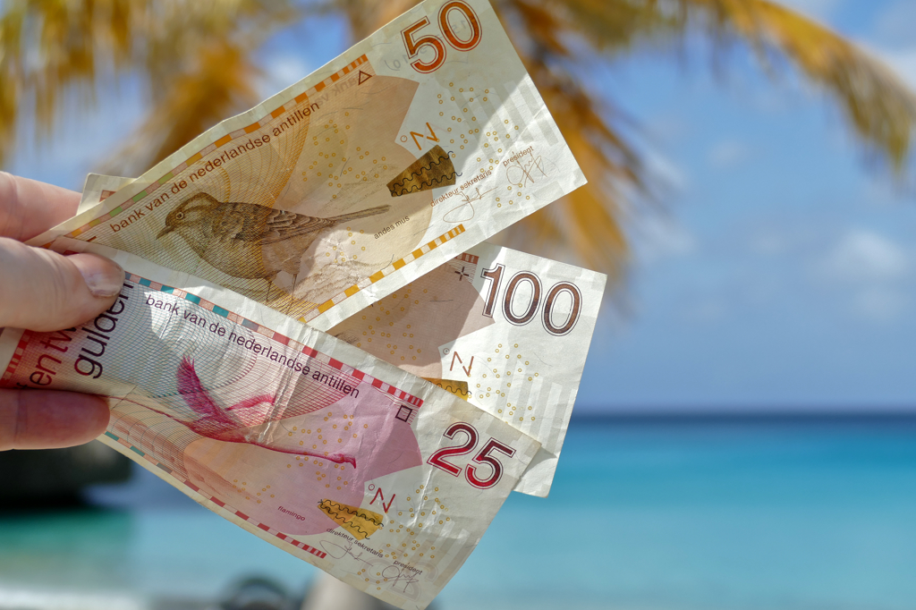 Money in Curacao, illustrating the post on Island Hopping between Aruba Bonaire, and Curacao.