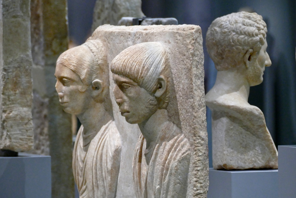 Sculptures at the Archeological Museum of Chania.