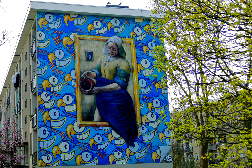 Mural Glory by El Pez from Barcelona and Danny Recal from Amsterdam at the Geuzenveld-Slotermeer district in Amsterdam.