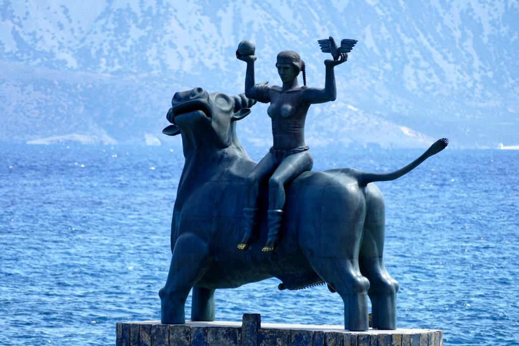 Sculpture of the Rapture of Europa in Agios Nikolaos