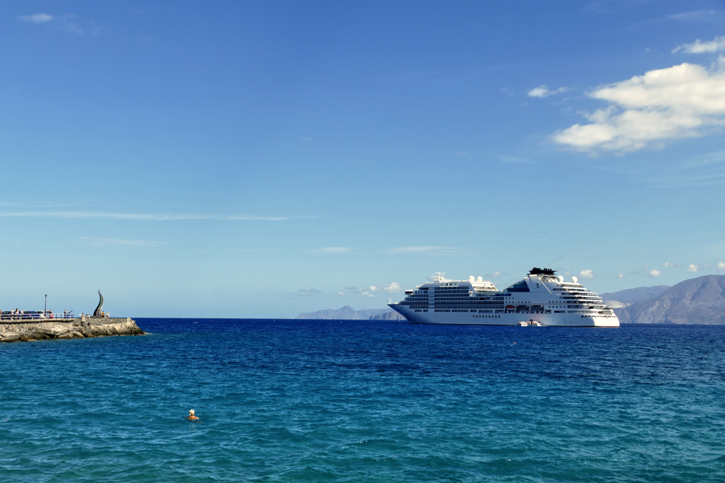 Cruise liner off the coast of Agios Nikolaos.