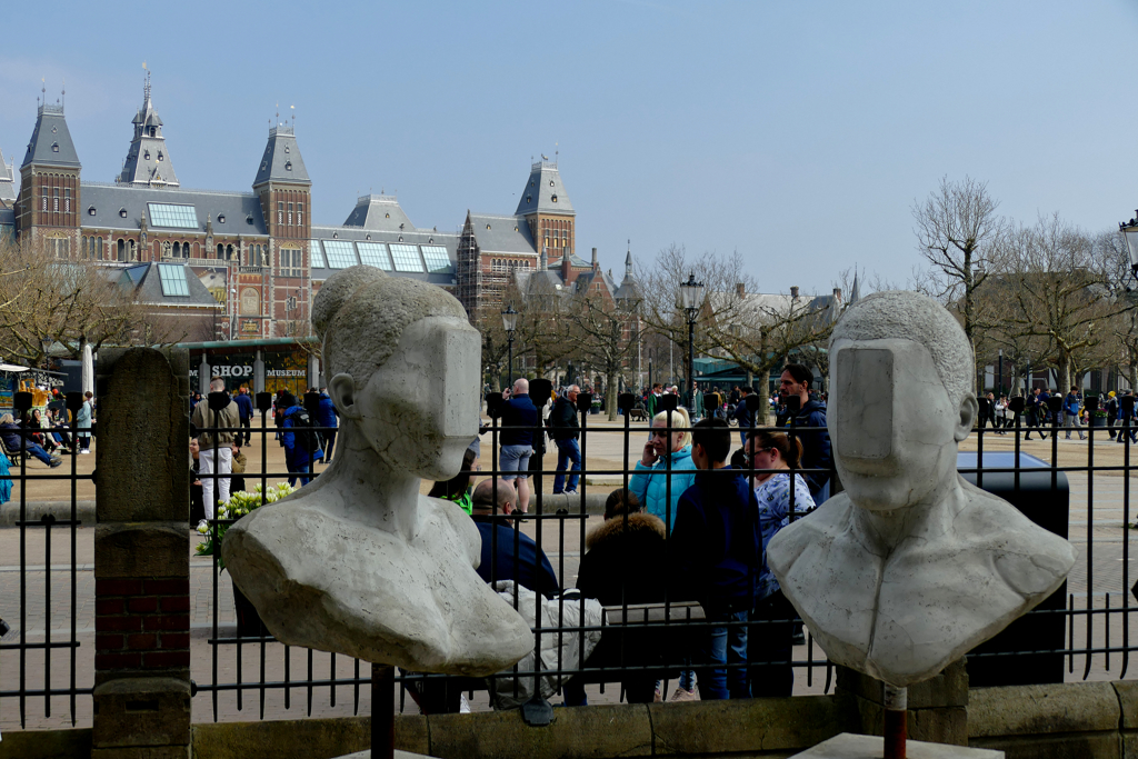New Race by Federico Clapis in the sculpture garden of the Moco in Amsterdam.