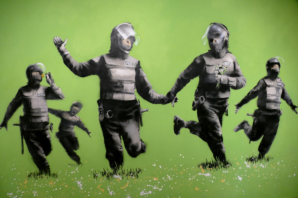Riot Police in the Field by Banksy