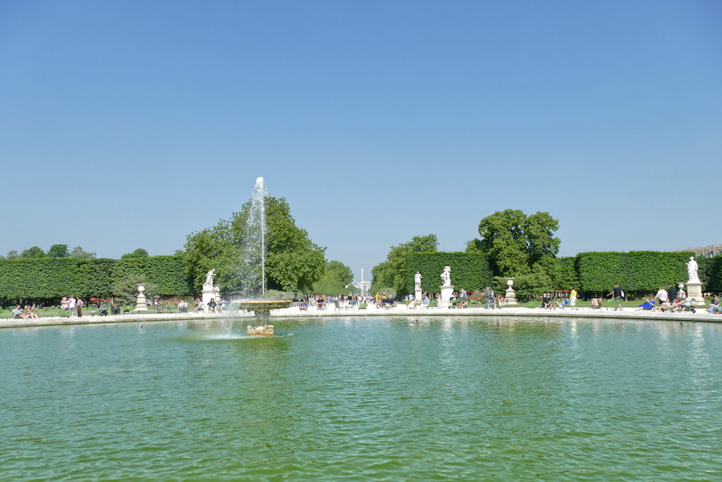 View of the Jardin des Tuileries across the Grand Bassin Rond.