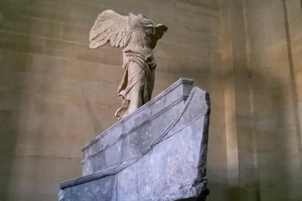 The Winged Victory of Samothrace at the Louvre.