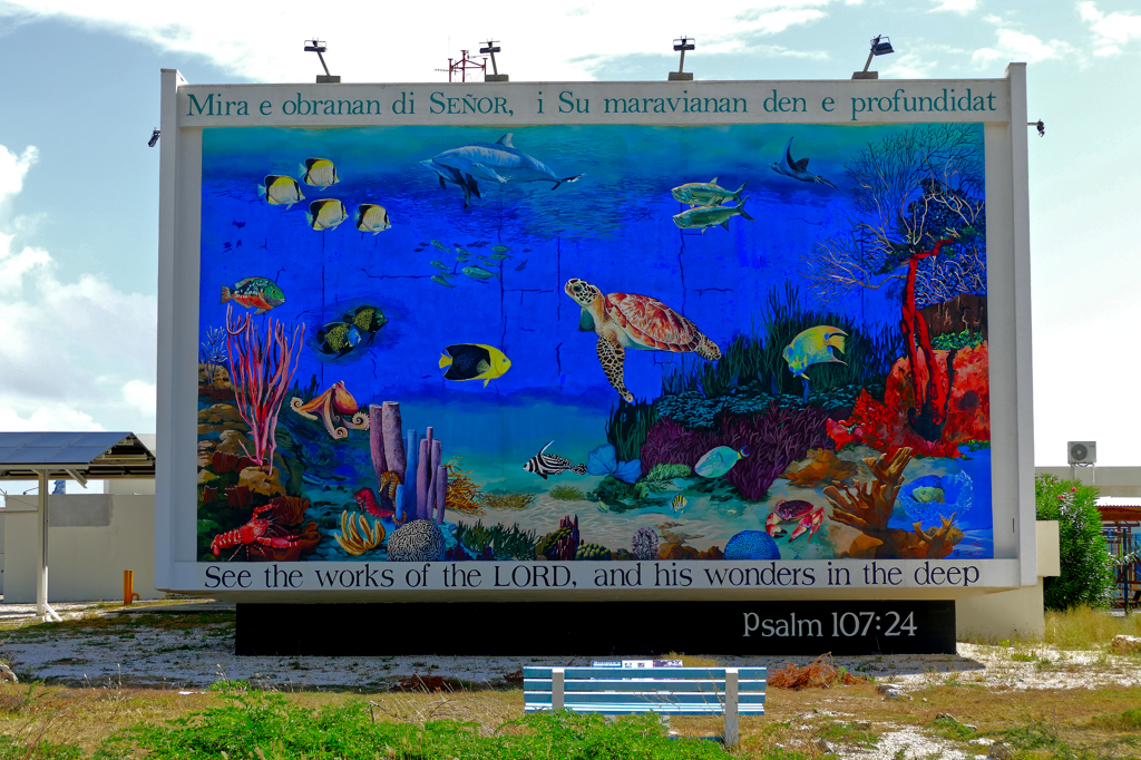 Mural by Rita Carswell and Jeannie Villacorte. Street Food And Urban Art Tour Bonaire.
