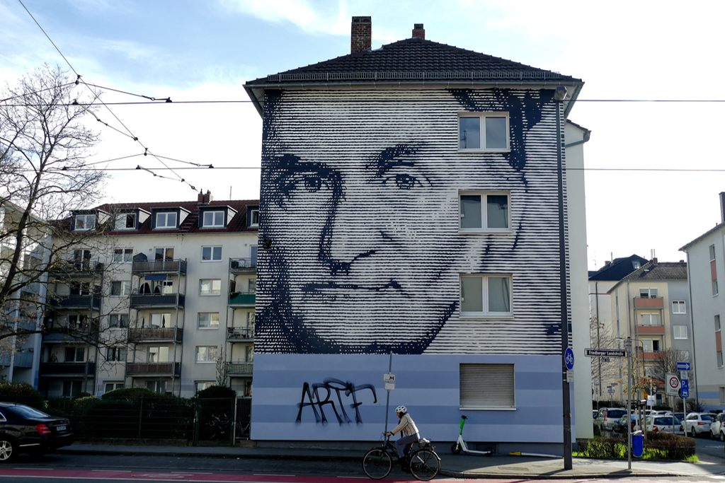 Portrait of Carl Friedrich Gauss by Thomas Stolz. Best Street Art in Frankfurt.