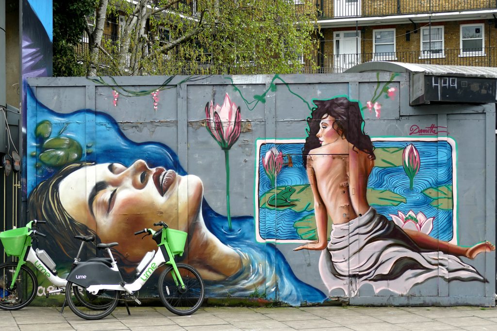 Mural by Damitta, Best Street Art in London in the Camden district