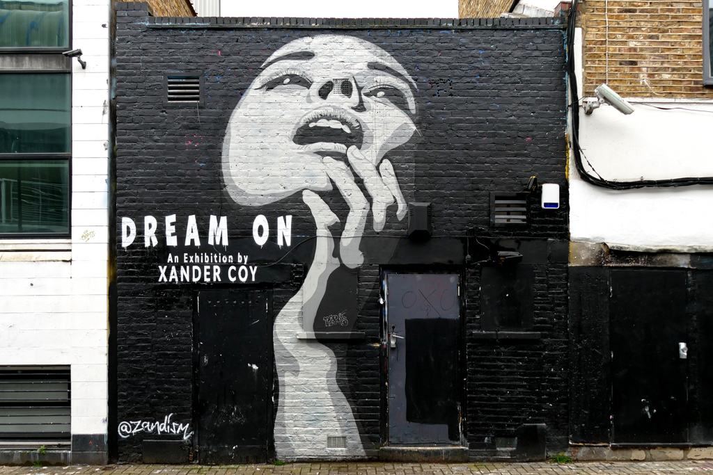 Mural by Xander Coy aka Zandism in Camden. Best Street Art in London.