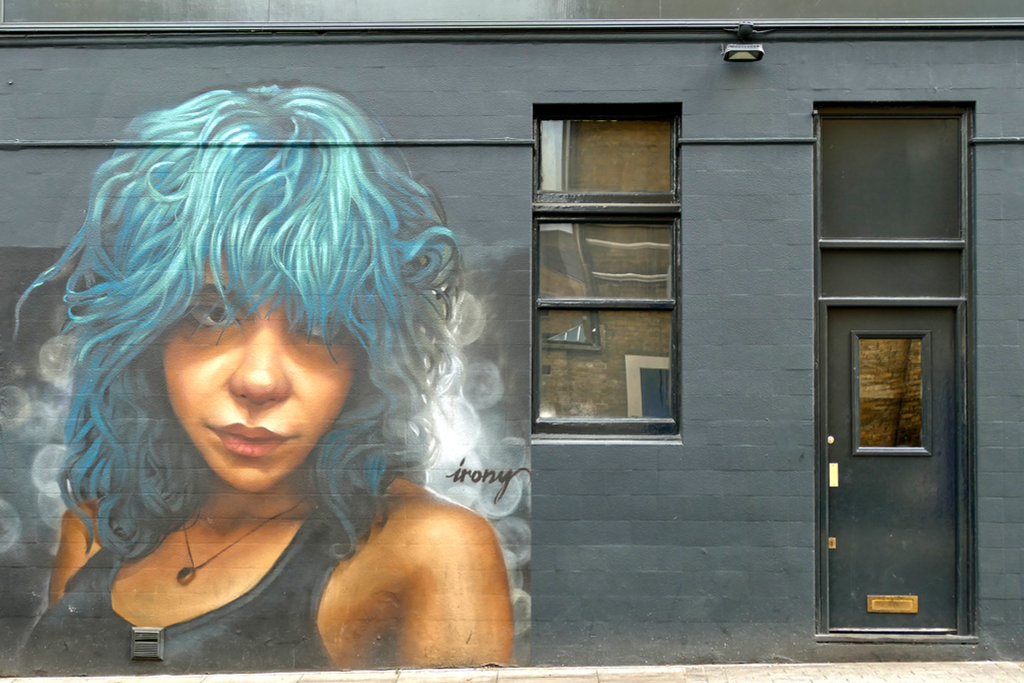 Mural by Irony, Best Street Art in London in the Camden district