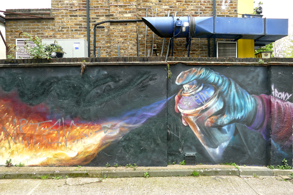 Mural by Irony, Best Street Art in London in the Camden district