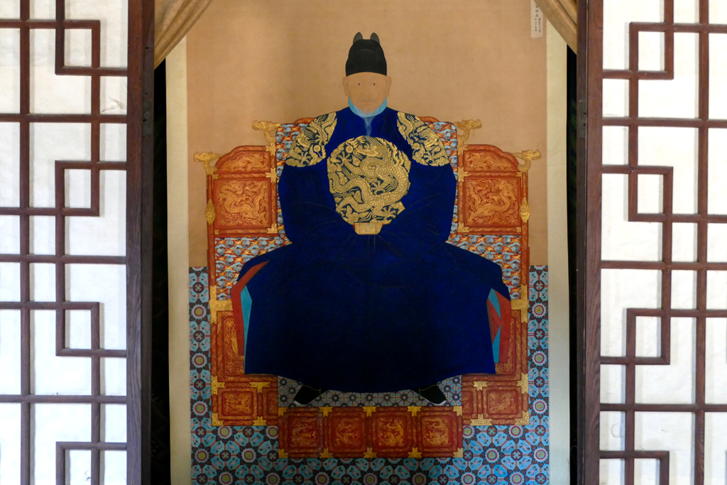 Yi Seong-gye, the founder of the Joseon Kingdom. This portrait is found at the Gyeonggijeon Palace in Jeonju.