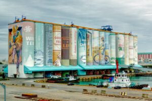 The world's largest Mural in Incheon seen from the Wolmi Sea Train.