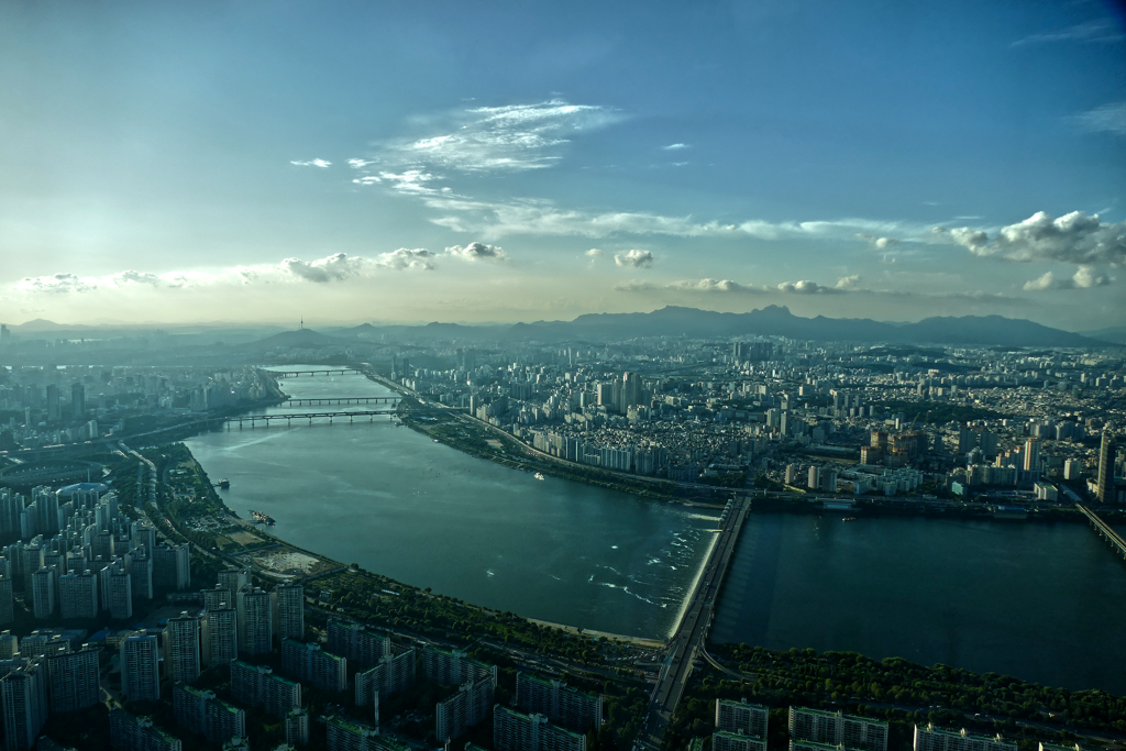 View of Seoul from the Seoul Sky at the Lotte Tower by day