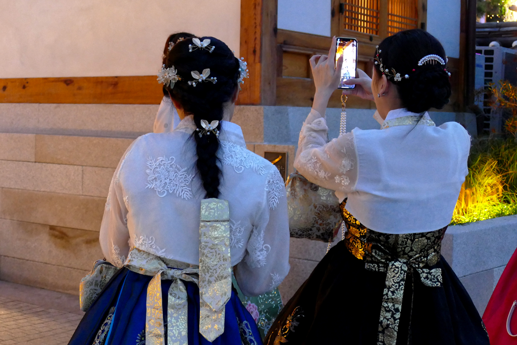 Tourists at the Bukchon Hanok Village in Seoul