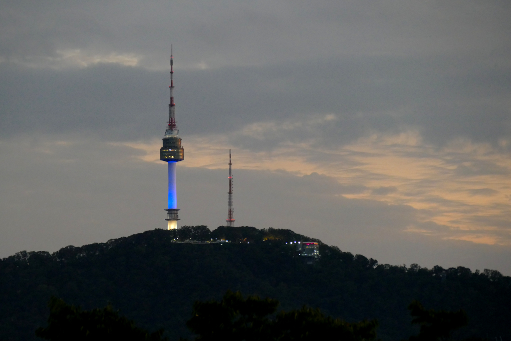 Namsan Tower at night.