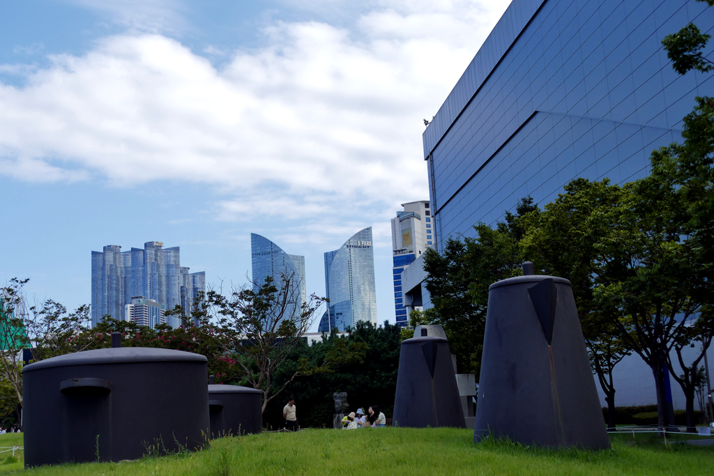 Sculptures by Dennis Oppenheim.