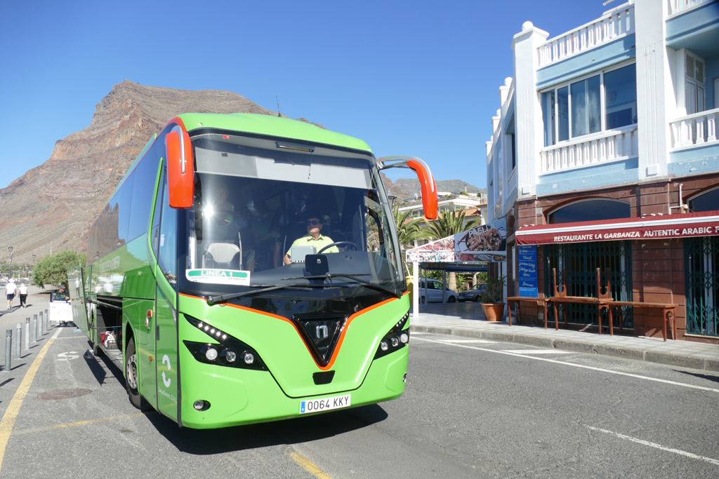 Guagua in La Gomera, an island than can easily be explored by public bus.