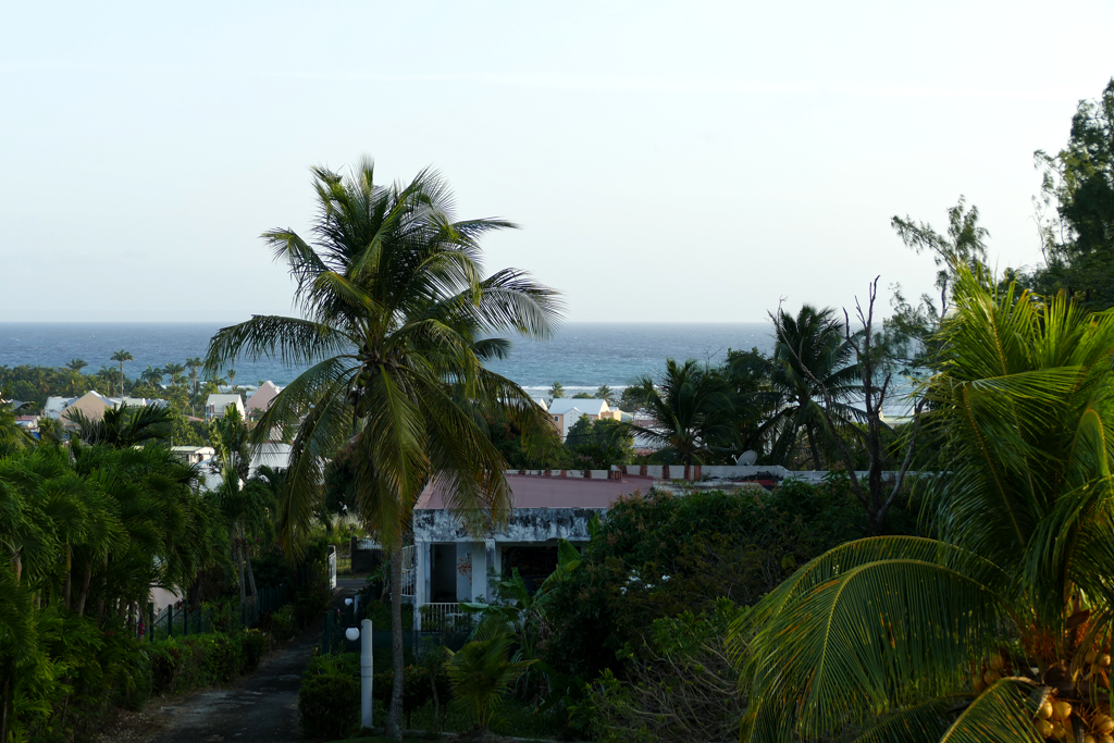 View from the apartment Chez Janou Sci Sijimad in Sainte-Anne on the Caribbean island of Guadeloupe.