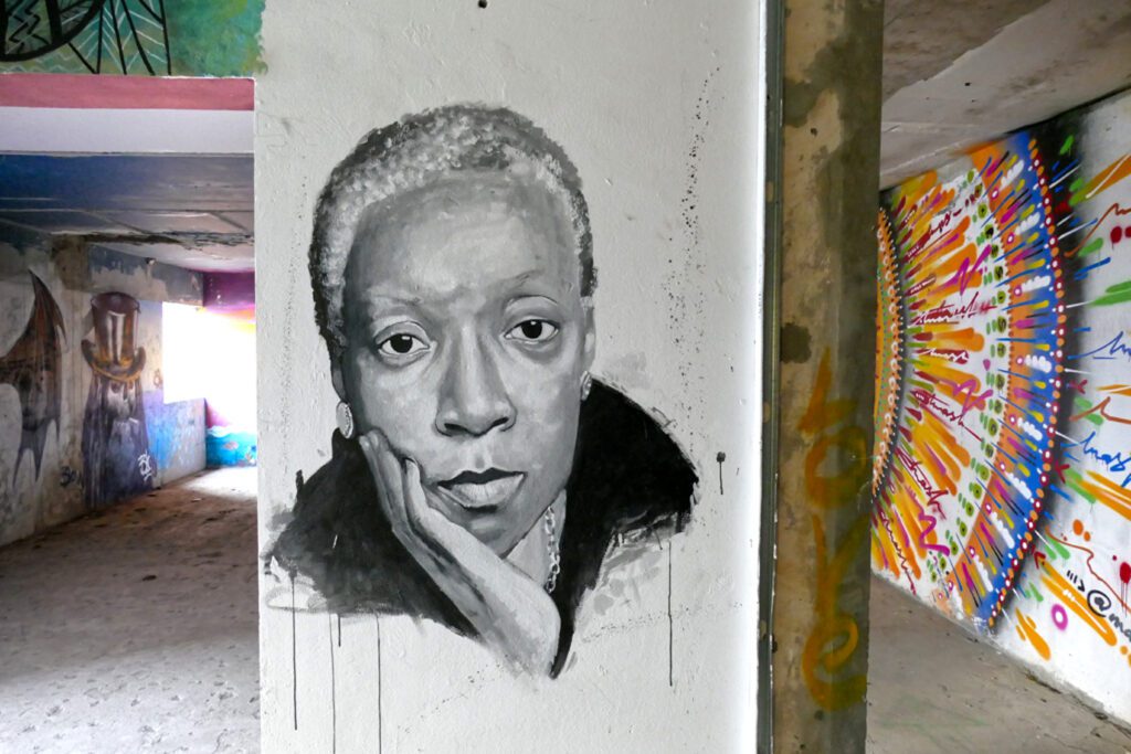 Best Street Art in Guadeloupe: Portrait of Maryse Condé.