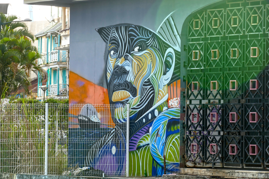 Best street art in Guadeloupe: Marcus Garvey portrayed by Greeffe