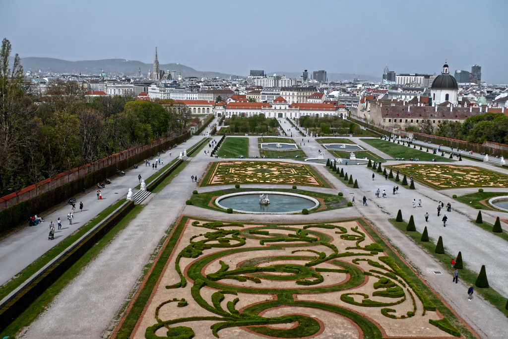 View of the manicured garden and the Lower Belvedere.