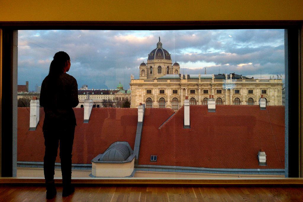 View of the Kunsthistorisches Museum from the Leopold Museum in Vienna.