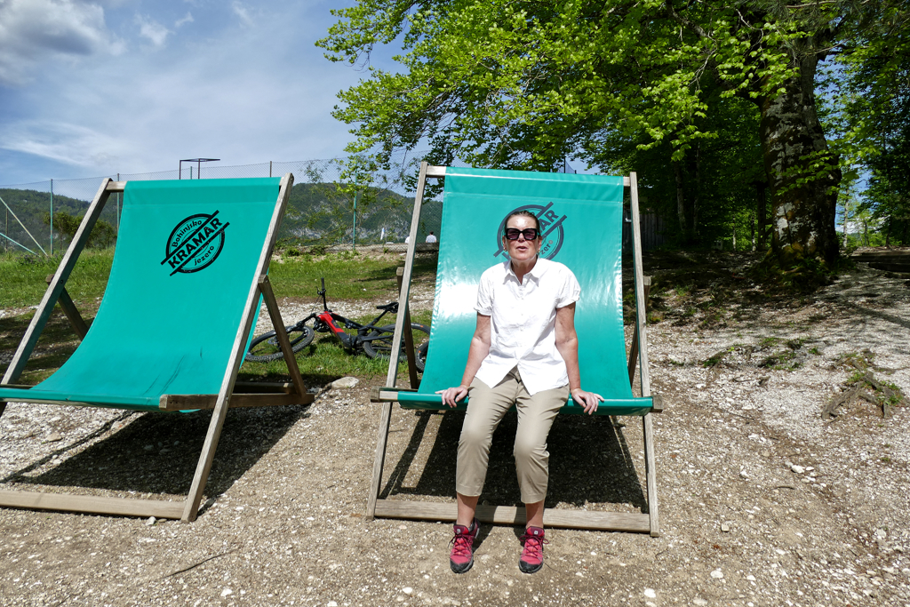 Chairs at the Kramar Restaurant on the shores of Lake Bohinj.