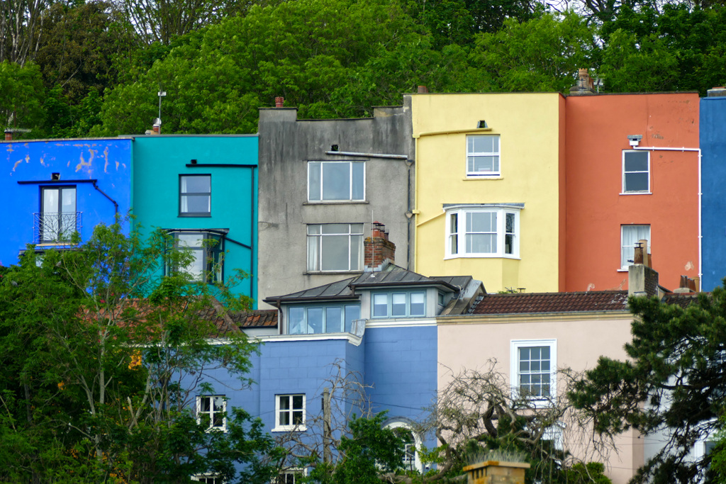 Colorful houses in Bristol.