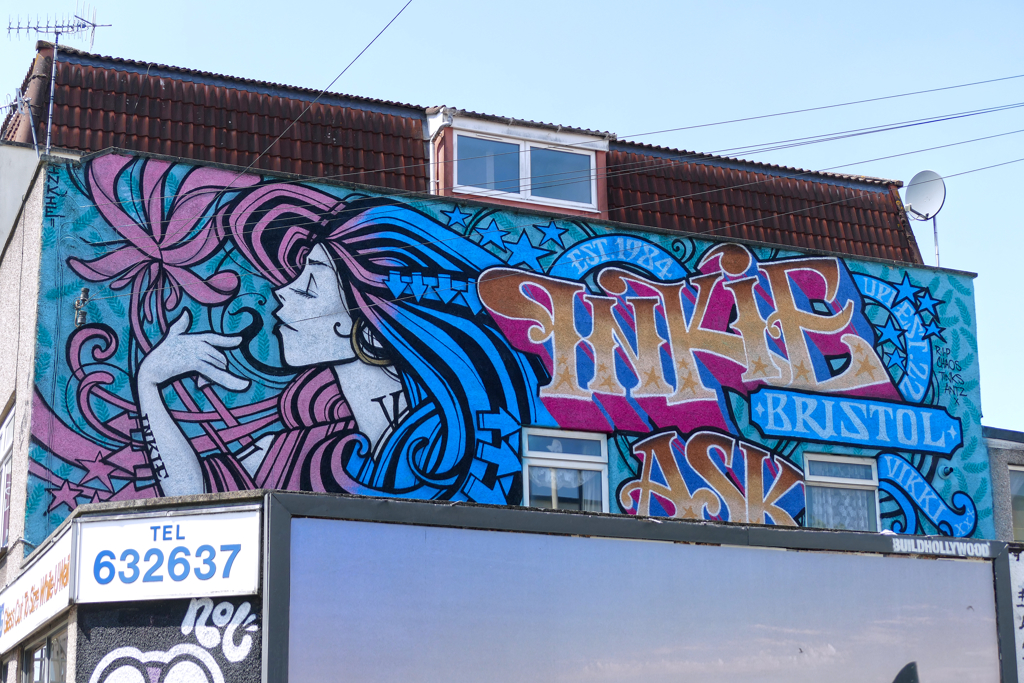 Best Street Art Bristol around North Street: Mural by Inkie