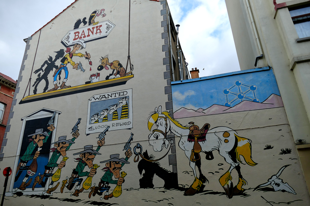 Mural of Lucky Luke in Brussels