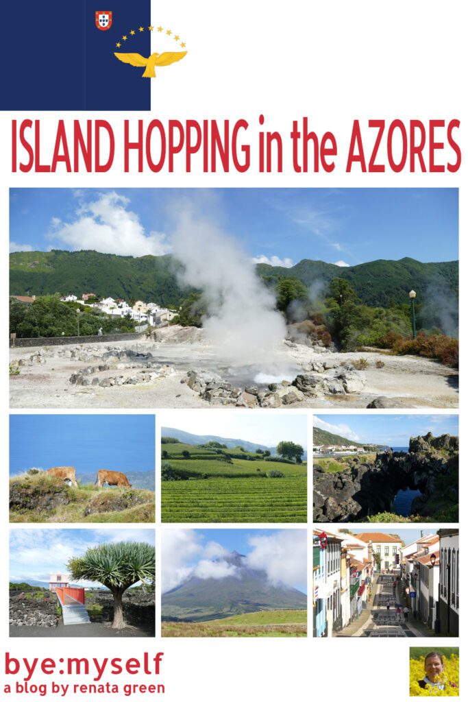 In this post, I'm telling you all about my formidable island hopping in the Azores, the proverbial Hawaii of Europe. #azores #saomiguel #graciosa #terceira #saojorge #faial #pico #portugal #europe #island #islandhopping #archipelago #volcanos #lakes #mountains #beaches #pineapple #tea #hiking #tourism #solotravel #femalesolotravel #byemyself