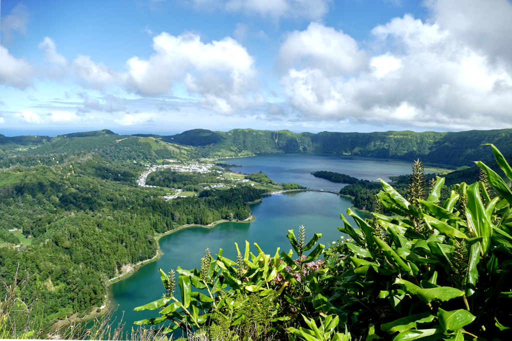 The crater lakes of Sete Cidades in Sao Miguel, the largest island of the Azores.