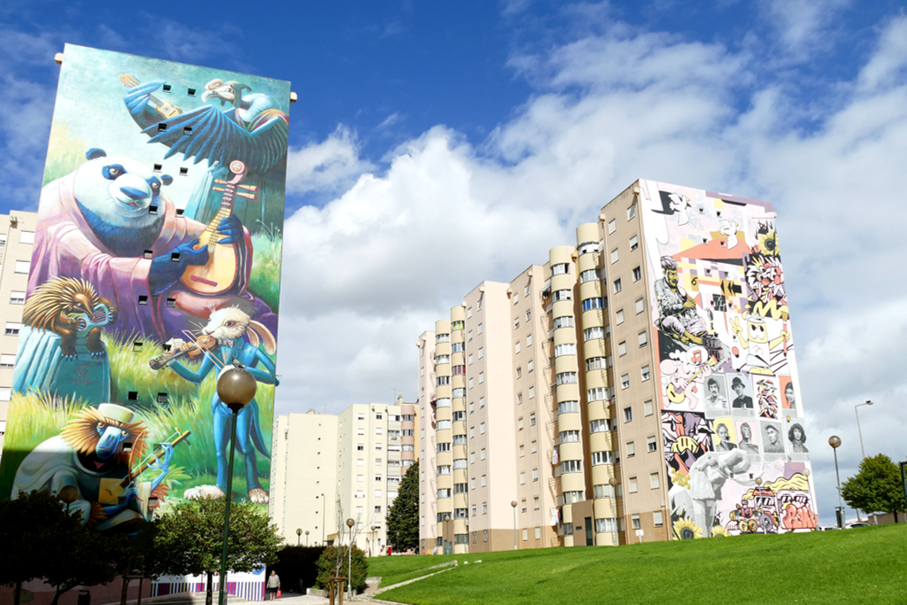 String Quintet by Juanjo Surace and a massive collage by Colectivo RUA in Moscavide where you can find some of the best street art Lisbon has to offer.