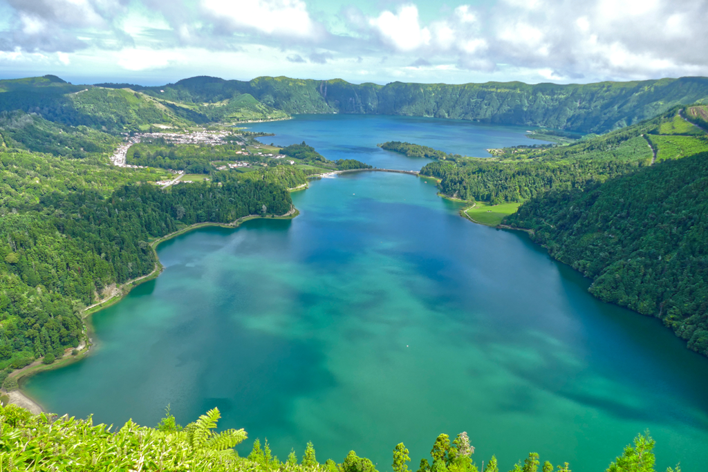 The crater lakes of Sete Cidades in Sao Miguel, the largest island of the Azores.